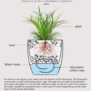 Plastic Self-Watering Flowerpot